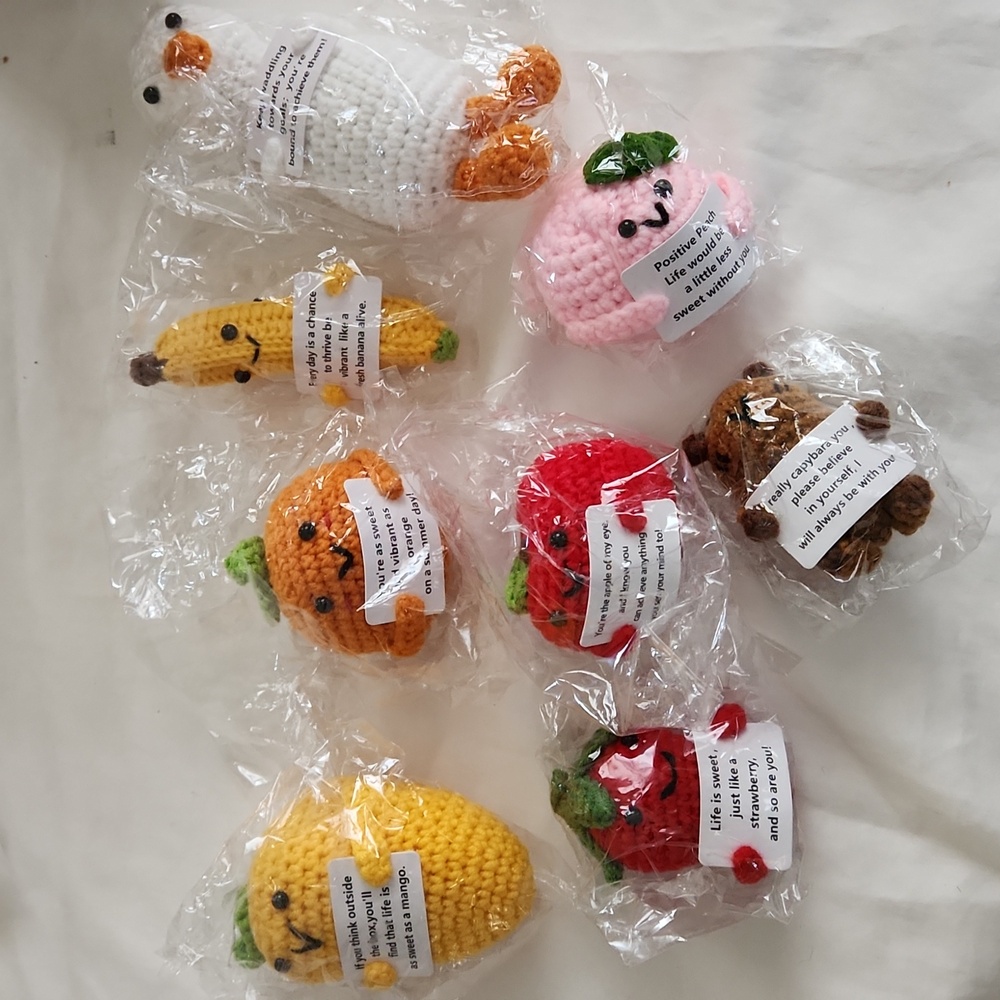 Bundle of 8 Crochet Set Positive Inspirational  Fruit New